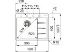 Zlewozmywak Franke Centro CNG 611-62 TL, ociekacz z правої strony, білий polarny