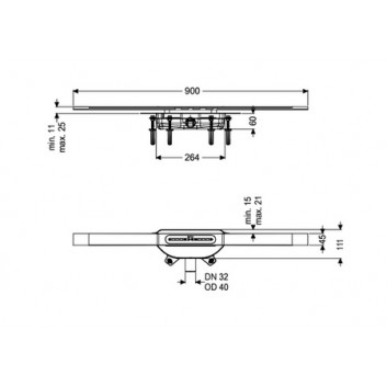 Лінійне обтікання 90cm , Kessel Linearis Infinity 60, хромована сталь