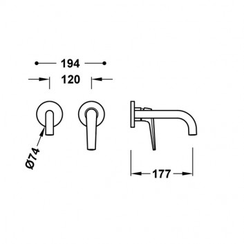 Element настінний do podtynkowego korpusu змішувача для умивальника TRES LOFT, кран 240mm, чорний матова