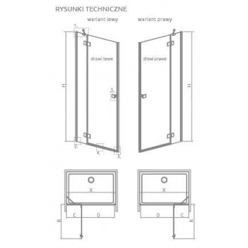 Двері кабіни prysznicowej Radaway Essenza 8 KDJ 90, ліве, 100x2000mm, скло прозоре, profil золото szczotkowane