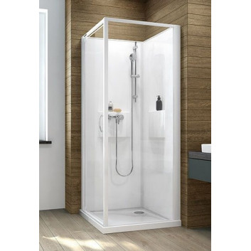 Кабіна czterościenna Sanplast Basic Complete, 90 cm комплектна, скло прозоре, білий профіль