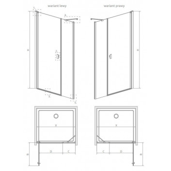 Двері душові Radaway Nes KDS II 120, ліве, 1200x2000mm, срібний profil