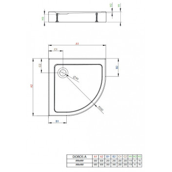 Акриловий піддон, напівкруглий Radaway DOROS A 80x80, білий