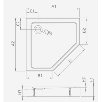 Піддон прямокутний Radaway Doros F Compact, 140x80cm, акрильний, stone білий