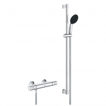 Змішувач душовий з термостатом Grohe Precision Flow, на стінку, з комплектом для душа - хром