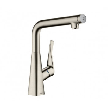 Кухонний змішувач Hansgrohe Talis M54, одноважільний 210, висувний злив, 2jet - благородна сталь finish