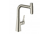 Кухонний змішувач Hansgrohe Metris Select M71, одноважільний 320, висувний злив, 2jet, sBox - благородна сталь finish