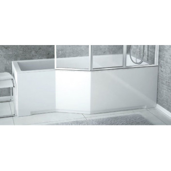 Асиметрична ванна ліва Besco Integra 150x75cm + ширма 3-skrzydłowy, біла