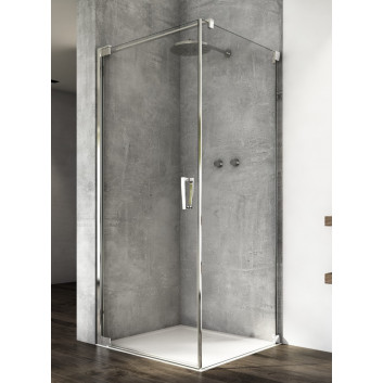 Маятникові двері односекційні зі сталим елементом w linii, SanSwiss Cadura - Срібний глянцевий