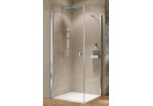 Розпашні двері Huppe Solva частково "в каркас" чотирикут. 80x200 cm, кріплення ліве, установка на піддоні - скло прозорі Anti-Plaque, срібний глянцевий профіль