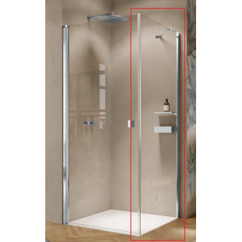 Розпашні двері Huppe Solva частково "в каркас" чотирикут. 80x200 cm, кріплення ліве, установка на піддоні - скло прозорі Anti-Plaque, срібний глянцевий профіль