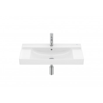 Умивальник настінний прямокутна Roca Ona Fineceramic, 80x46cm, z переливом, чорний мат.