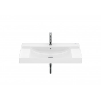 Умивальник настінний прямокутна Roca Ona Fineceramic, 80x46cm, z переливом, чорний мат.