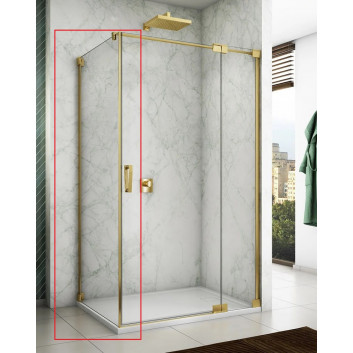 Двері душові SanSwiss Cadura CA13 ліве, 90x200 cm, односекційні зі сталим елементом w linii - скло прозорі, profil золотий