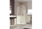 Кутовий вхід Huppe Aura Elegance чотирикут., двері розсувні двоскладові 75x90x200 cm - скло privatima з покриттям Anti-Plaque, срібний профіль благородний блиск