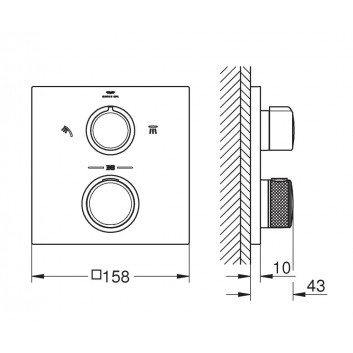 Термостатичний змішувач душовий Grohe Allure, прихований, 1 wyjście wody, хром