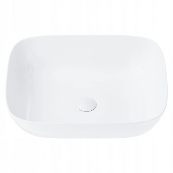 Умивальник на стільницю Corsan Mono прямокутна 46x32x14 cm з пробкою klik-klak білийm