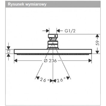 Голівка верхнього душу Hansgrohe Croma 280 1jet, кругла, чорний мат.