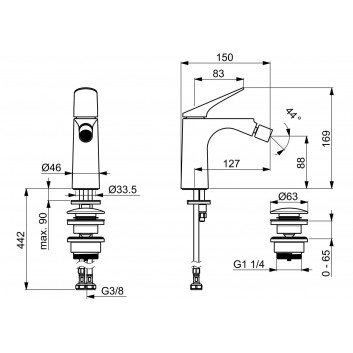 Змішувач для умивальника HansaGenesis, підлогова, одноважільний - хром
