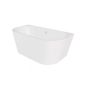 Ванна пристінна Besco Vica New, 170x80 cm, акрилова, біла + сифон золотий z napełnieniem przez переливання