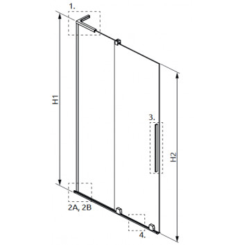 Ширма для ванни Radaway Furo SL PND II 110, лівий, скло прозоре, 110x150cm, przesuwny, profil золотий szczotkowany