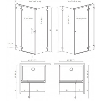 Частина права кабіни Radaway Essenza Pro Black PDD, 1000x2000mm, скло прозоре, золотий profil
