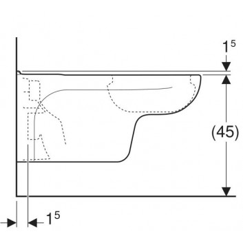 Раковина ustępowa Geberit Citterio навісна 56x36 cm, з покриттям keratec - біла