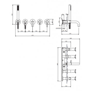 Змішувач для ванни на прихований, Omnires Y - Чорний