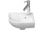 Кутовий умивальник Duravit ME by Starck 44x38 cm, z переливом, з отвором для змішувача, з покриттям z WonderGliss - біла