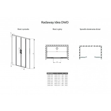Двері wnękowe 160cm x 200.5cm праве скло прозоре хром Radaway Idea DWJ- sanitbuy.pl