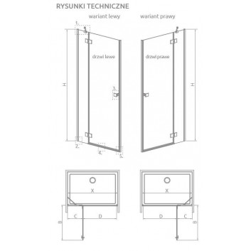 Двері кабіни prysznicowej Radaway Essenza 8 KDJ 80, ліве, 800x2000mmm, скло прозоре, хром