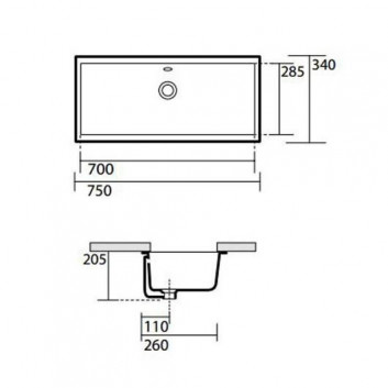 Умивальник під стільницю Kerasan Lavabi D'Arredo 75x34x20,5 cm, біла- sanitbuy.pl