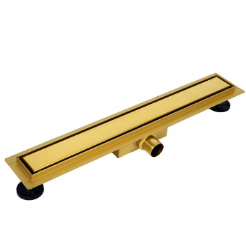 Лінійне обтікання підлоговий Balneo Duplex Next Gold 90 cm, dwustronny, із нержавіючої сталі szczotkowanej, z niskim syfonem i głębokim osadnikiem - золотий 
