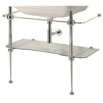 Konsola podłogowa, металова ze скляну półką під раковину, KERASAN WALDORF - Білий/Bronzo