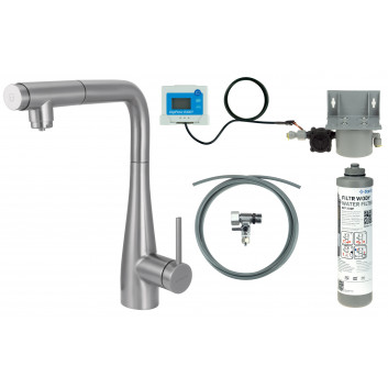 Кухонний змішувач Deante Magnetic з набором do filtracji wody z elastyczną зливом - titanium 