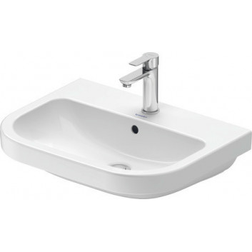 Умивальник на пів стільниці Duravit D-Code 55x45,5 cm, з отвором для змішувача, z переливом, spód w pełni glazurowany - біла