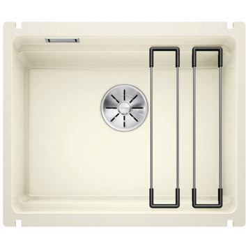 Zlewozmywak керамічний Blanco Etagon 500-U 54x45,6 cm jednokomorowy, Кераміка PuraPlus з пробкою InFino plus szyny - білий глянець 525149 