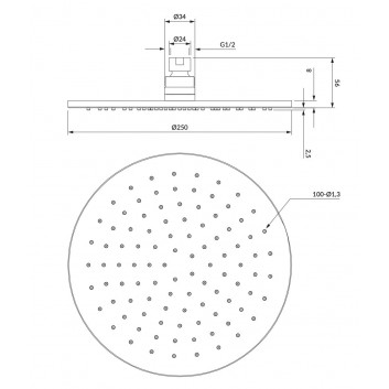 Rączka душова Omnires Armance, однорежимна, золотий