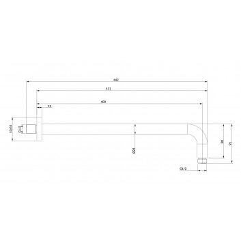 Тримач душові настінні Omnires, 40cm, хром