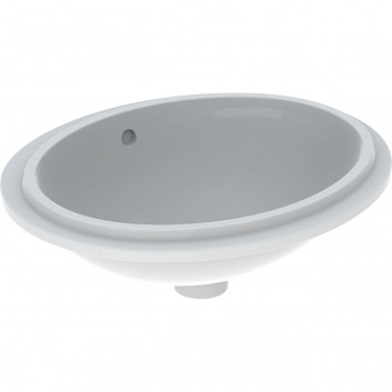 Geberit Variform Умивальник під стільницю, овальна, 49.5cm, z переливом, без отвору для змішувача