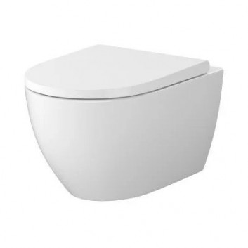 Раковина WC навісна Cersanit Zen 35,5x52,5 cm, bez kołnierza, spłukiwanie wirowe з сидінням з мікроліфтом - білий глянець