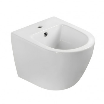 Раковина wc навісна Emporia Nox 49×37 cm, bezrantową, з сидінням з мікроліфтом Slim - білий глянець