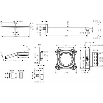 Душова система Hansgrohe Pulsify S 260 1jet зі змішувачем термостатичною Ecostat Comfort S i iBox universal 2, прихований, хром