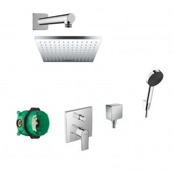 Душовий комплект Hansgrohe WallStoris, на стіну, змішувач термостатичний, 1 wyjście wody, з корзиною, wieszakiem i suwakiem, чорний мат.