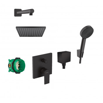 Душовий комплект Hansgrohe WallStoris, на стіну, змішувач термостатичний, 1 wyjście wody, з корзиною, wieszakiem i suwakiem, чорний мат.