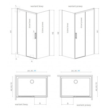 Бічна стінка S3 100 Radaway Eos DWD+S, przejrzysta, 1000x1970mm, profil хром