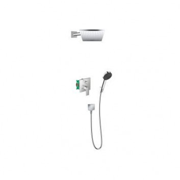 Душовий комплект Hansgrohe WallStoris, на стіну, змішувач термостатичний, 1 wyjście wody, з корзиною, wieszakiem i suwakiem, чорний мат.