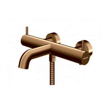 Душовий комплект Kohlman Axel Brushed Copper зі змішувачем термостатичною, на стіну, кругла верхній душ 25 cm - szczotkowana мідь
