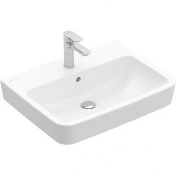 Умивальник на стільницю Villeroy & Boch O.novo, 55x46cm, z переливом, отвір для змішувача, Weiss Alpin CeramicPlus
