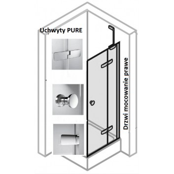 двері розсувні Huppe Aura Elegance , 900 x 900 mm, прозоре скло срібний mat , - sanitbuy.pl